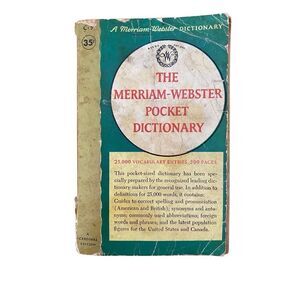 1958 The Mirriam Webster Pocket Dictionary English Language Paperback Book